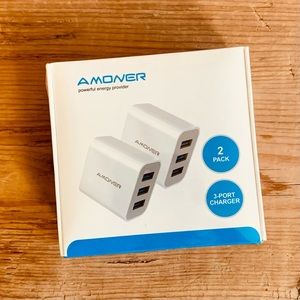 Amoner—2Pack 15W 3-Port Plug Power Adapter USB-C, Wide Compatibility (NEW)